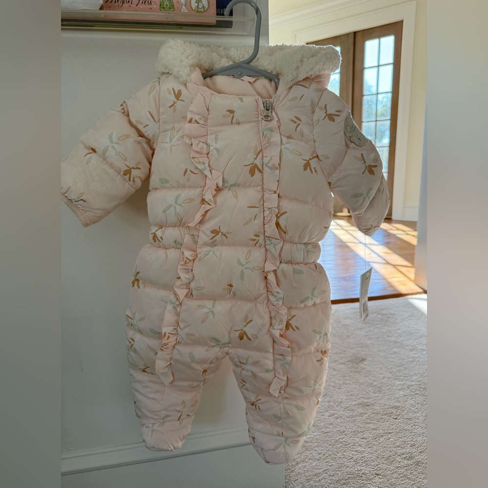 Jessica Simpson Floral Pink Baby Snowsuit
